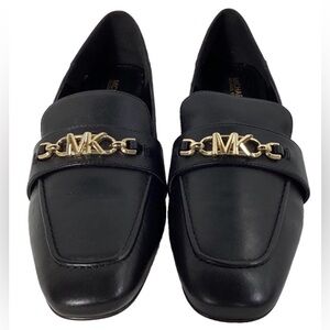 NEW! SOLD OUT $299 Michael Kors Tiffanie Leather Loafer with Gold Empire Logo